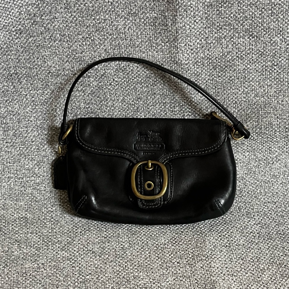 Mini coach bag, great for a concert! Gently used black leather.